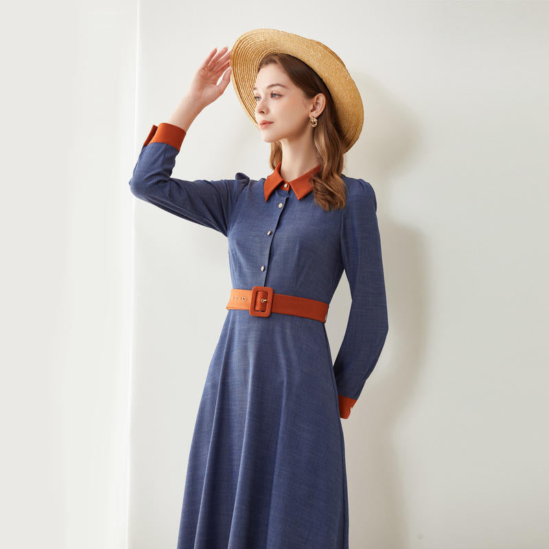 Elegant Slim-fit Long Sleeve Work Clothes Shirt Dress