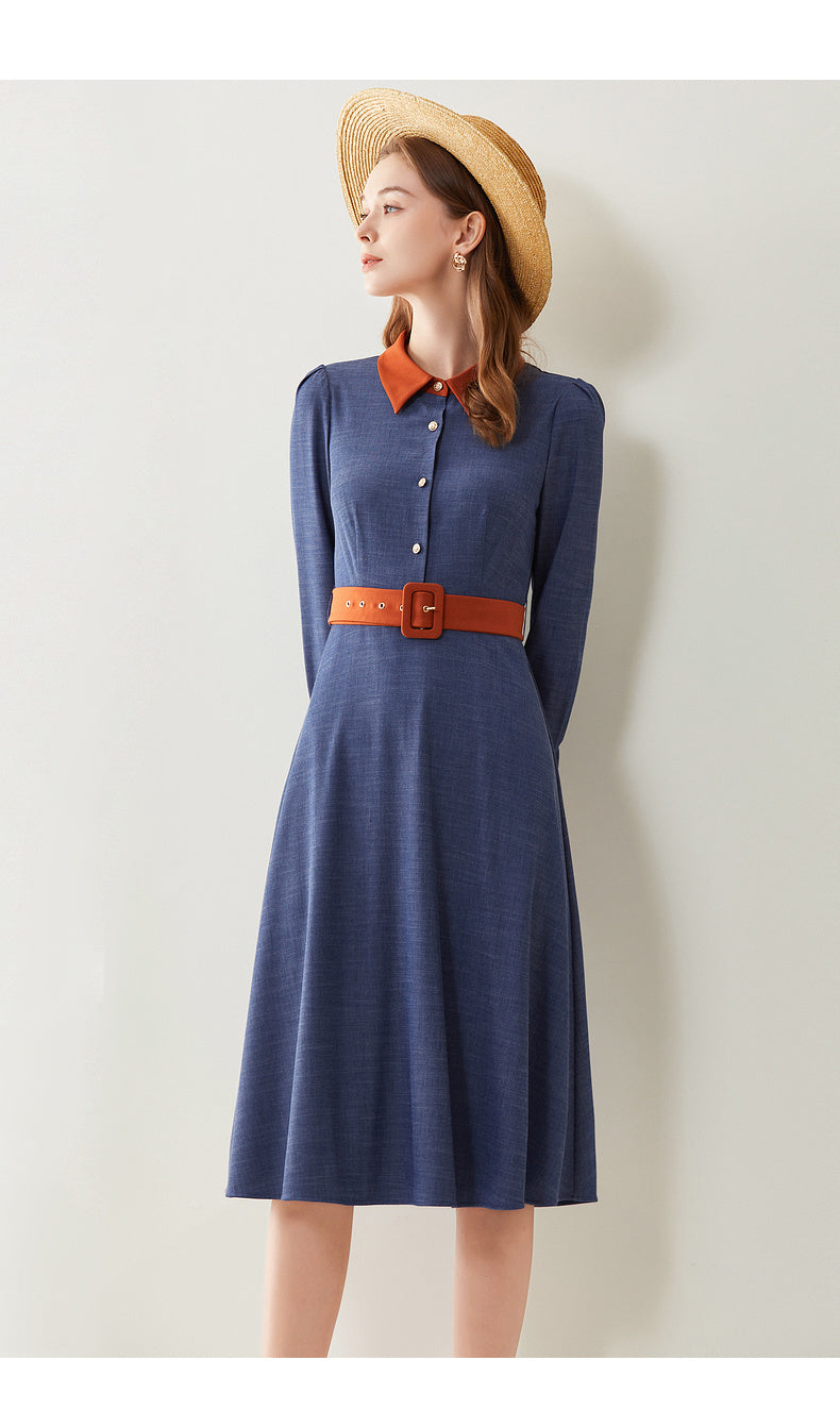 Elegant Slim-fit Long Sleeve Work Clothes Shirt Dress