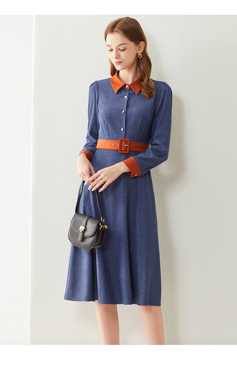 Elegant Slim-fit Long Sleeve Work Clothes Shirt Dress